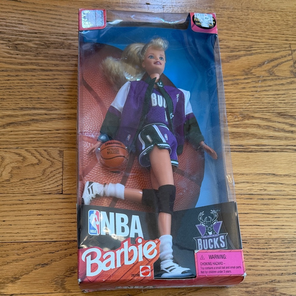 Barbie NBA Doll in Purple and Green Milwaukee Bucks Outfit NEW never opened